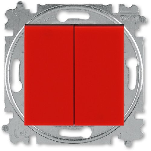 Выключатель кнопочный без рамки ABB EPJ Levit 2-кл. красный/дымчатый чёрный картинка